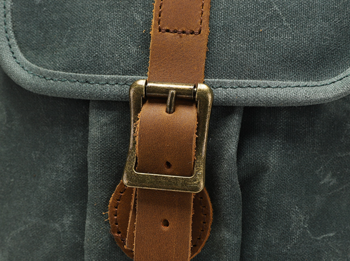 Canvas Backpack with 15.6-Inch Laptop Storage and Crazy Horse Leather