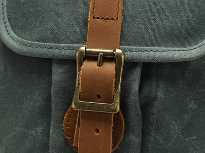 Canvas Backpack with 15.6-Inch Laptop Storage and Crazy Horse Leather
