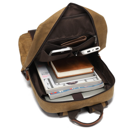 Canvas Laptop Backpack with Luggage Sleeve and 15.6 Inch Storage