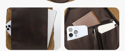 Canvas Laptop Backpack with Luggage Sleeve and 15.6 Inch Storage
