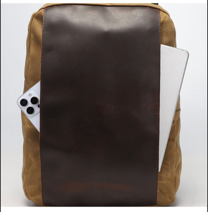 Canvas Laptop Backpack with Luggage Sleeve and 15.6 Inch Storage