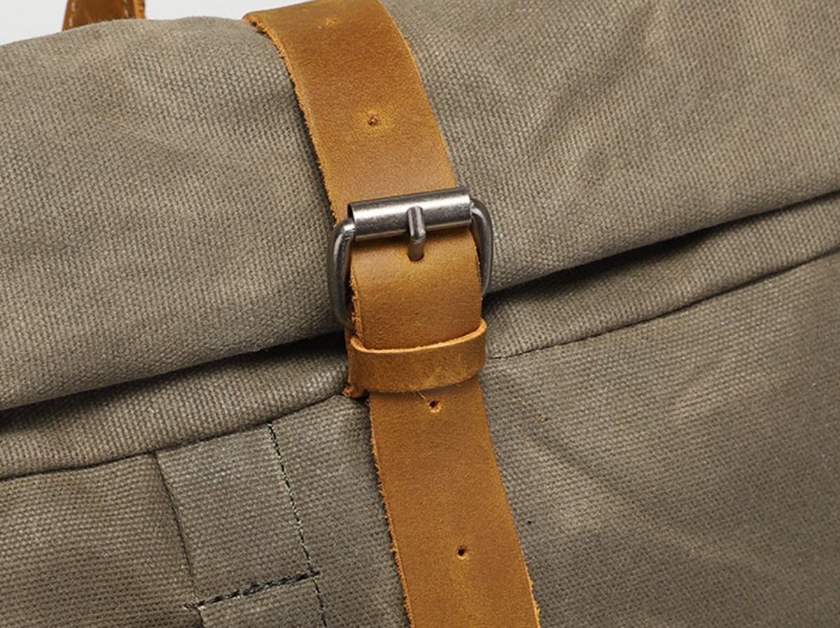 Canvas Roll Top Backpack with 15.6 Inch Laptop Storage