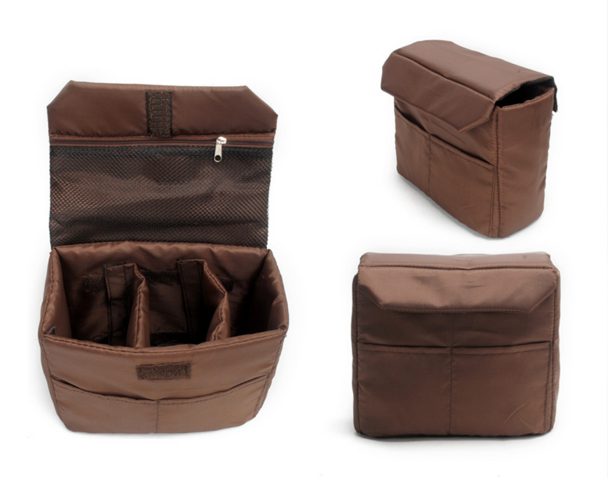Canvas Camera Messenger Bag with Removable Organizer and Cowhide Trim
