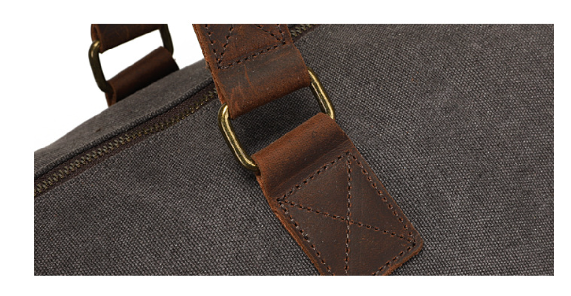 Garment Duffle Bag in Gray Canvas with Hanging Suit Carrier