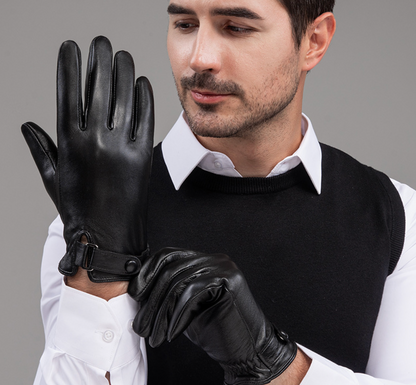 Men’s Sheepskin Leather Gloves for Warm Touchscreen Driving