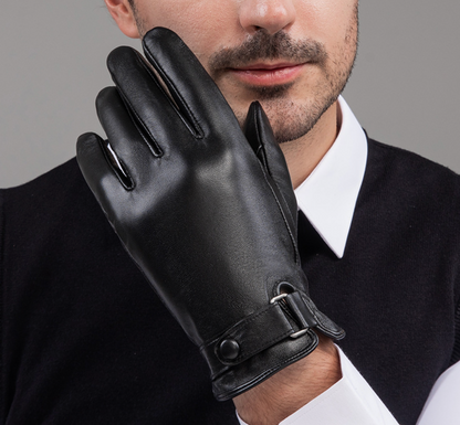Men’s Sheepskin Leather Gloves for Warm Touchscreen Driving