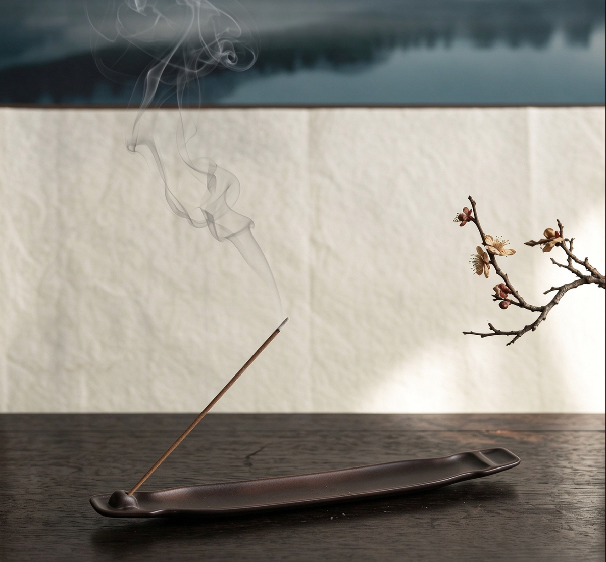Ceramic Incense Holder with Long Ash Catcher Tray for Sticks