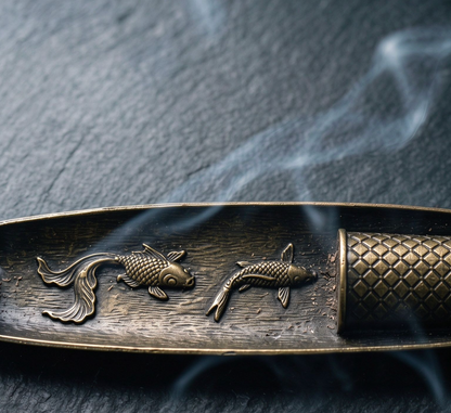 Stick Incense Holder with Fisherman Design and Ash Catching Tray