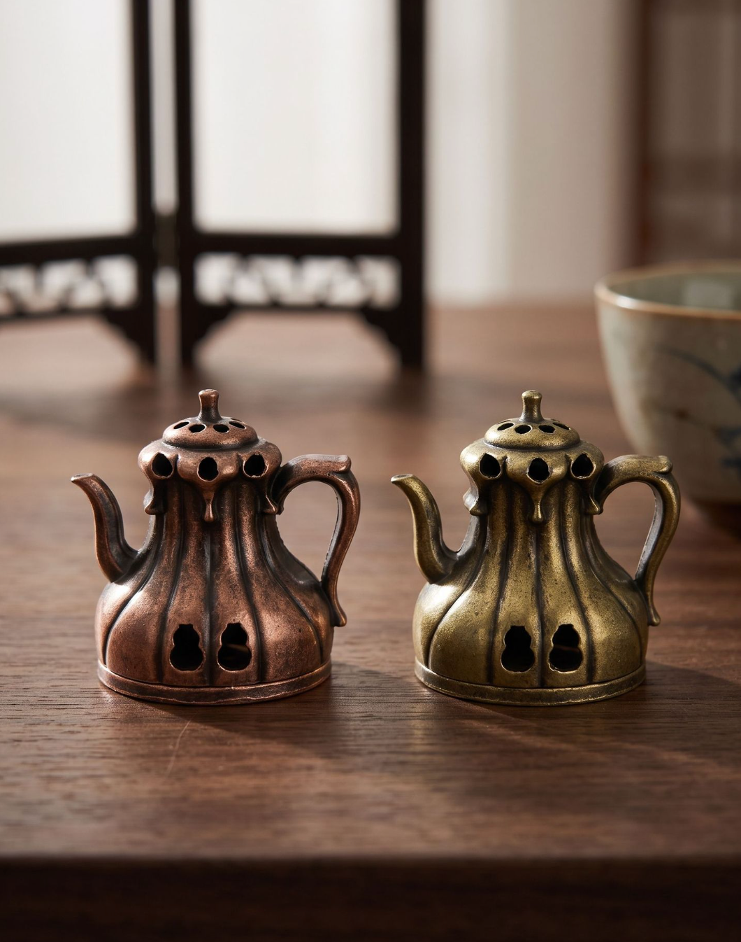 Teapot Incense Burner with Antique Finish for Home Tea Spaces