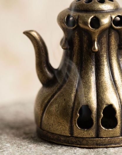 Teapot Incense Burner with Antique Finish for Home Tea Spaces