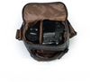 Small Canvas Messenger Bag with Padded Camera Divider and Leather Buckles