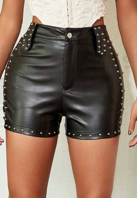 High Waist Rave Leather Mini Shorts