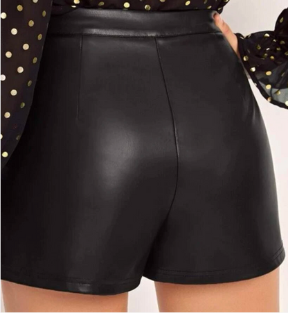 High Waist Leather Shorts Ladies