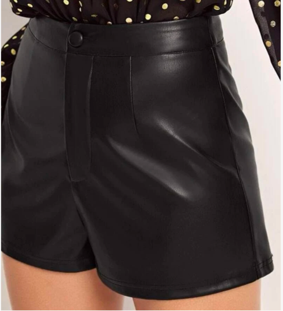 High Waist Leather Shorts Ladies