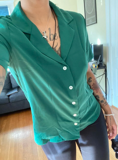 Lapel Neck Button Up Blouse