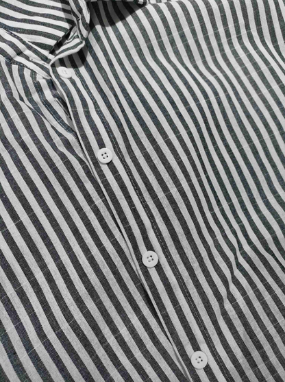 button down striped short sleeve women's shirt