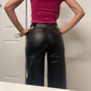 Ladies Casual Real Leather Straight Pants