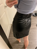 Genuine Leather Zip Back Straight Skirt Workwear