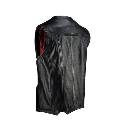 Cowboy Biker Leather Vest Buttoned