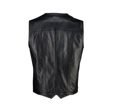 Cowboy Biker Leather Vest Buttoned