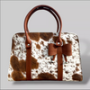 Cowhide Fur Skin Brown White Shoulder Purse