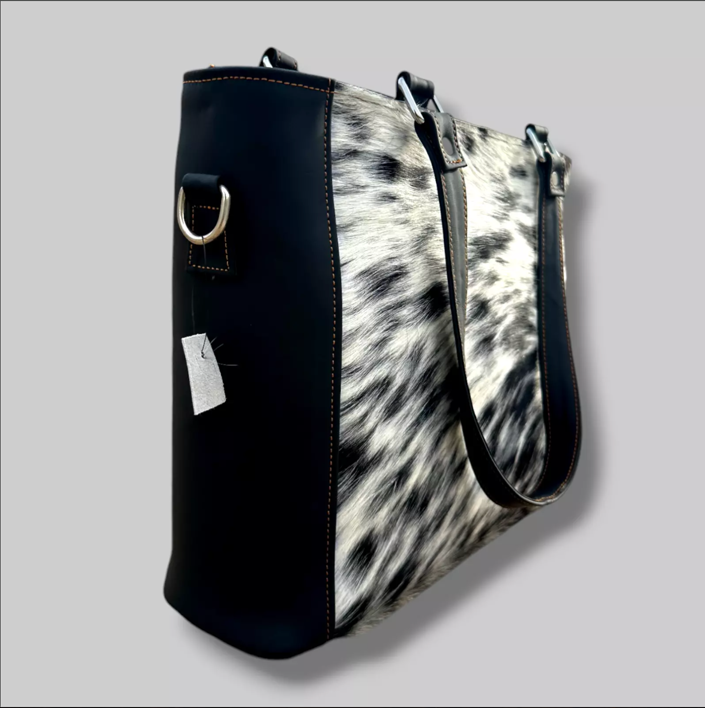 Black White Cowhide Fur Messenger Bag