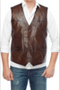 Men's Slim fit Brown Leather Vest