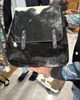 cowhide backpack purse black white