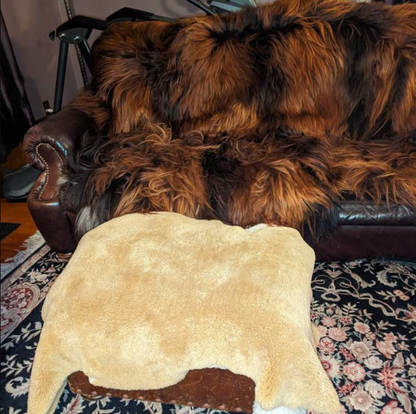 Large Sheepskin Rug Dark Brown Black