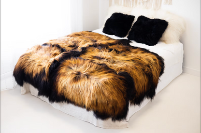 Large Sheepskin Rug Dark Brown Black