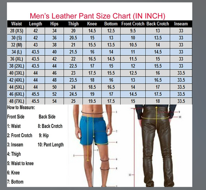 Men's Red Genuine Leather Pants Trouser