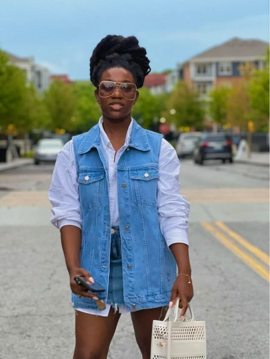 oversized sleeveless denim vest