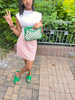 High-waisted houndstooth mini skirt