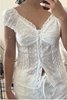 Frill Trim Camisole Tops With Lace