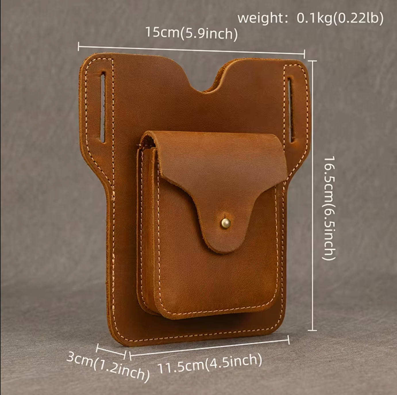 Brown Genuine Leather Belt Pouch