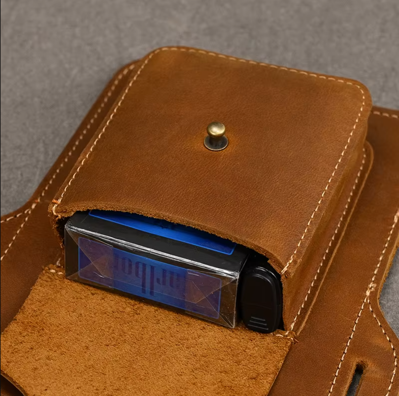 Brown Genuine Leather Belt Pouch