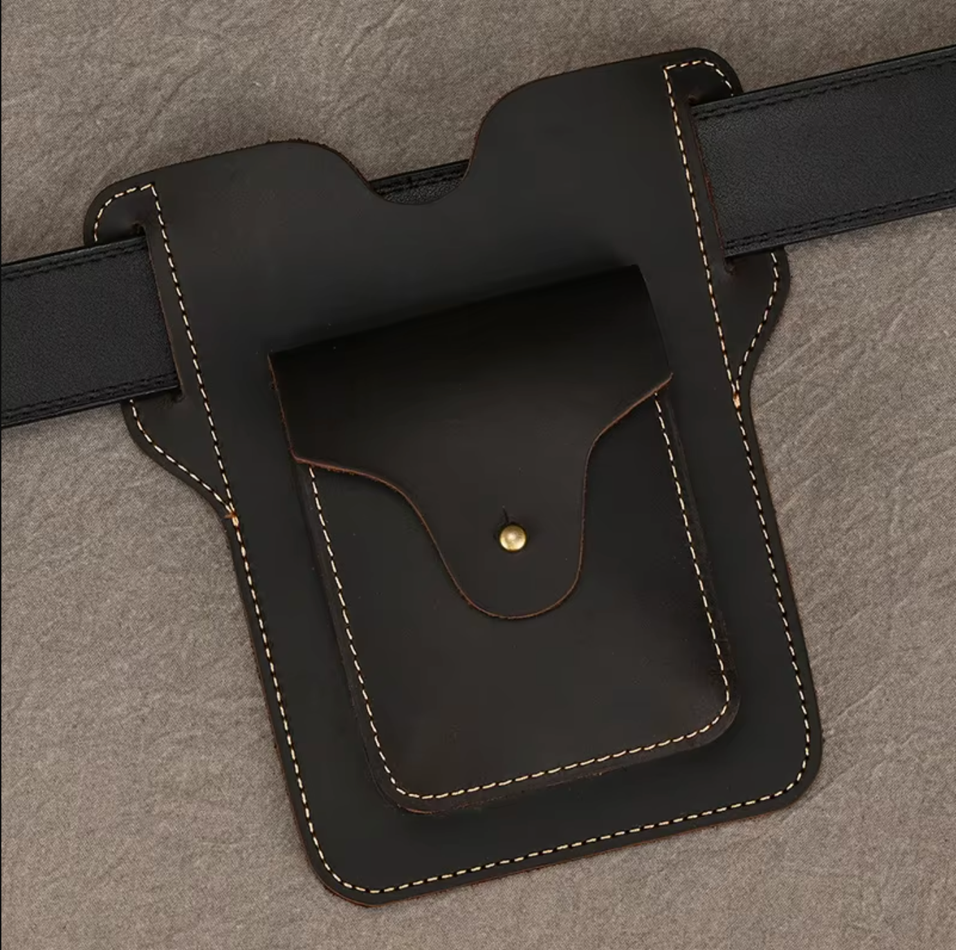 Brown Genuine Leather Belt Pouch