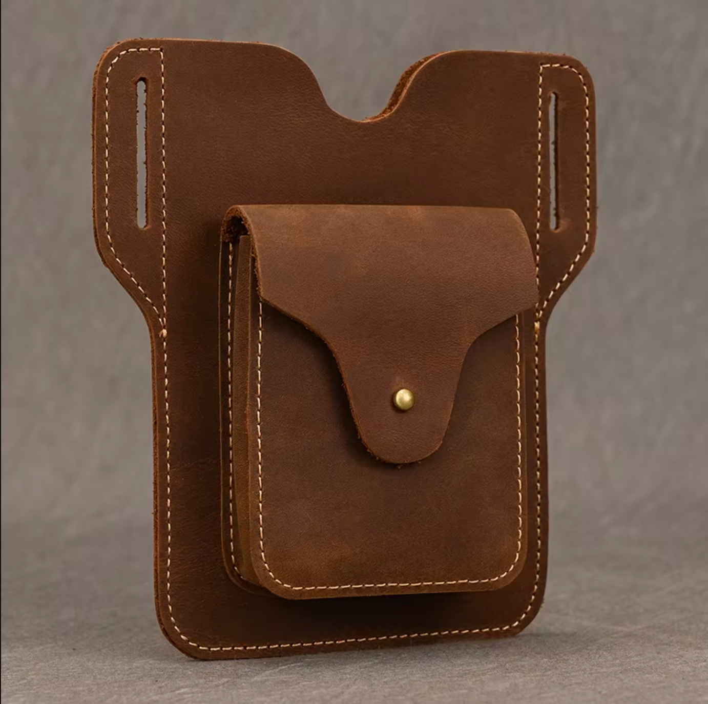 Brown Genuine Leather Belt Pouch