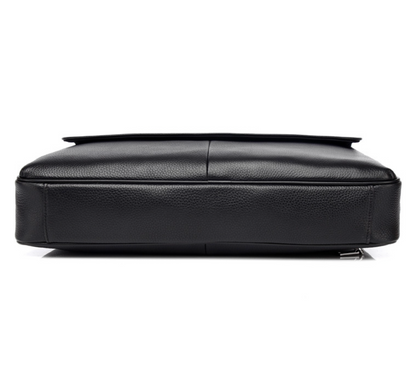 Black Leather Messenger Briefcase Bag