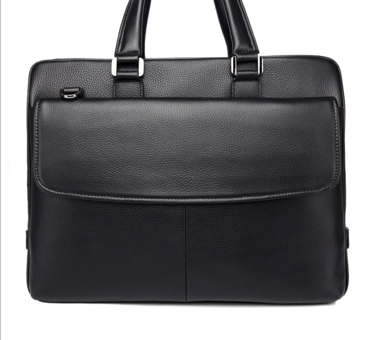 Black Leather Messenger Briefcase Bag