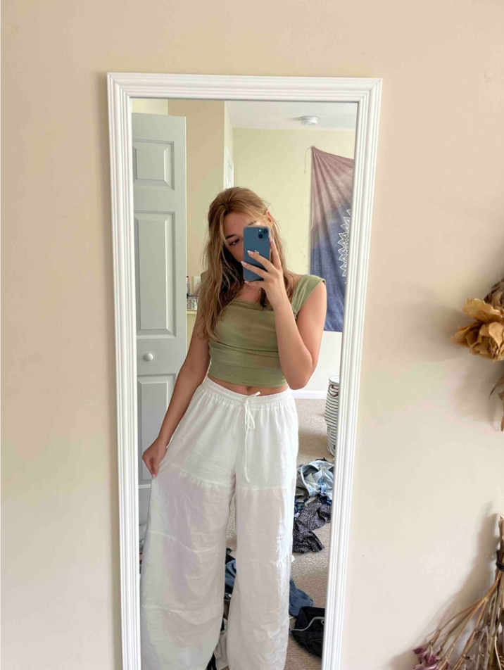 White Cotton Wide Leg Beach Pants for Women