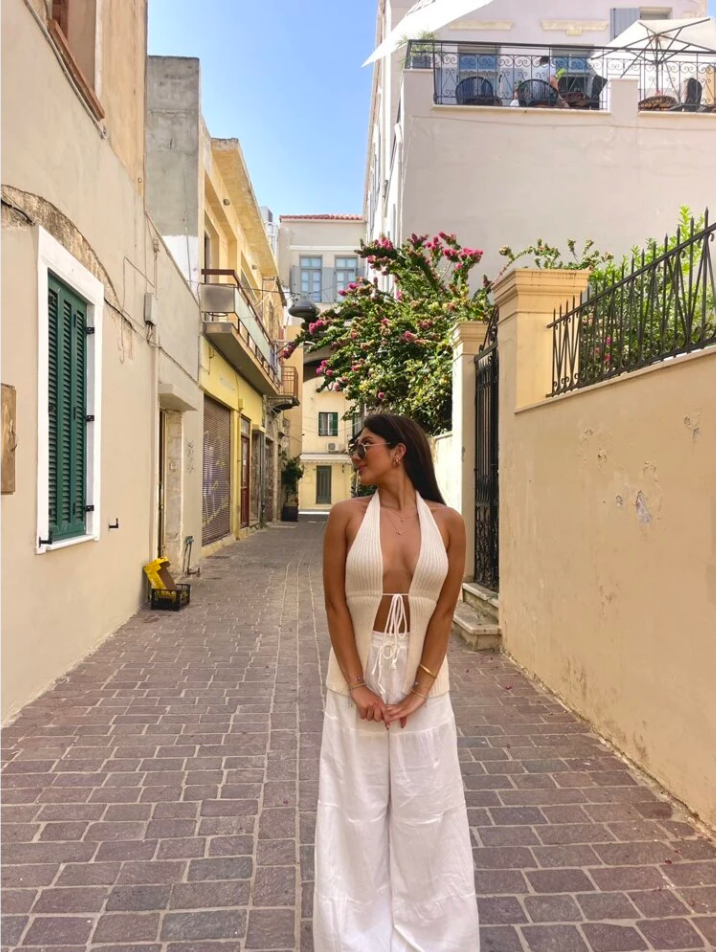White Cotton Wide Leg Beach Pants for Women