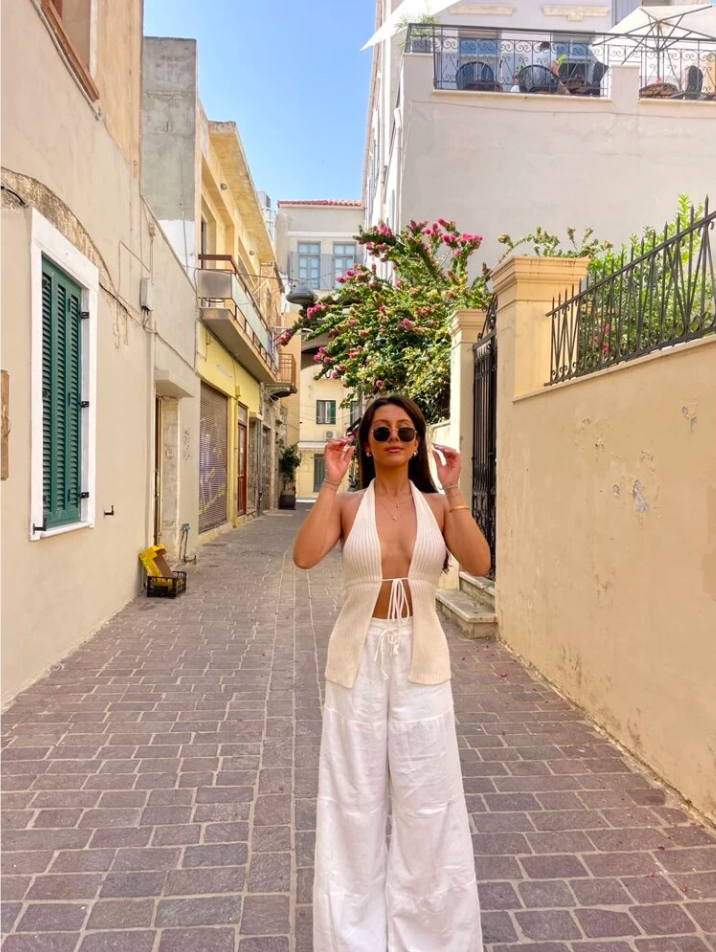 White Cotton Wide Leg Beach Pants for Women
