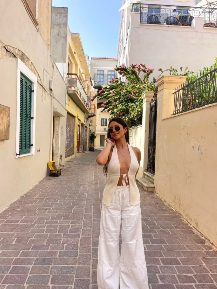 White Cotton Wide Leg Beach Pants for Women