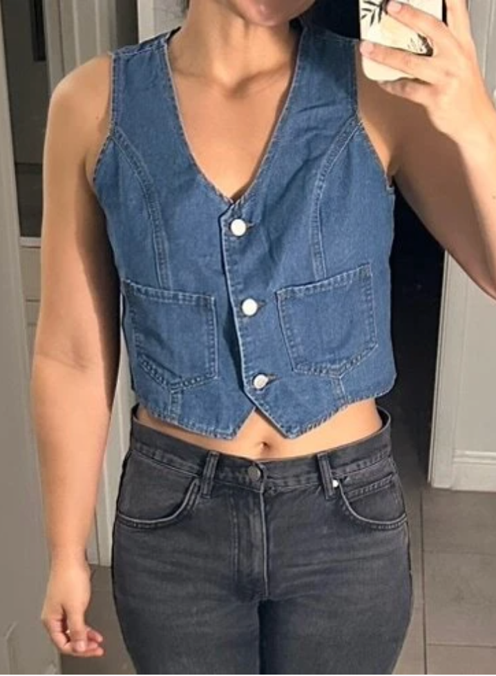 women sleeveless denim cropped vest casual