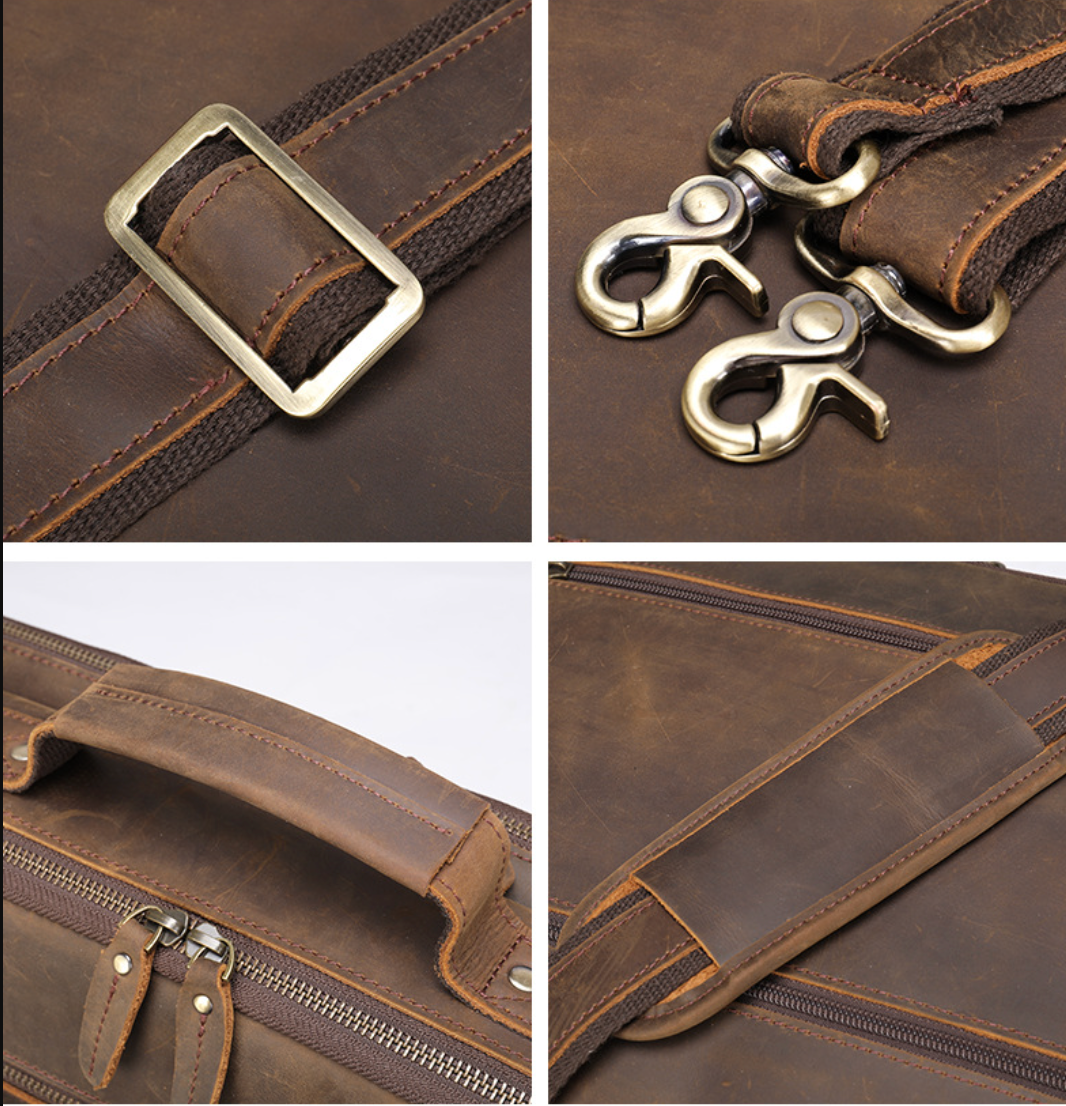 Brown Leather Briefcase Laptop Bag for Men