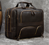 Genuine Leather Office Laptop Bag with Trolley Sleeve