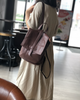 Black Leather Backpack for Women with Laptop Compartment