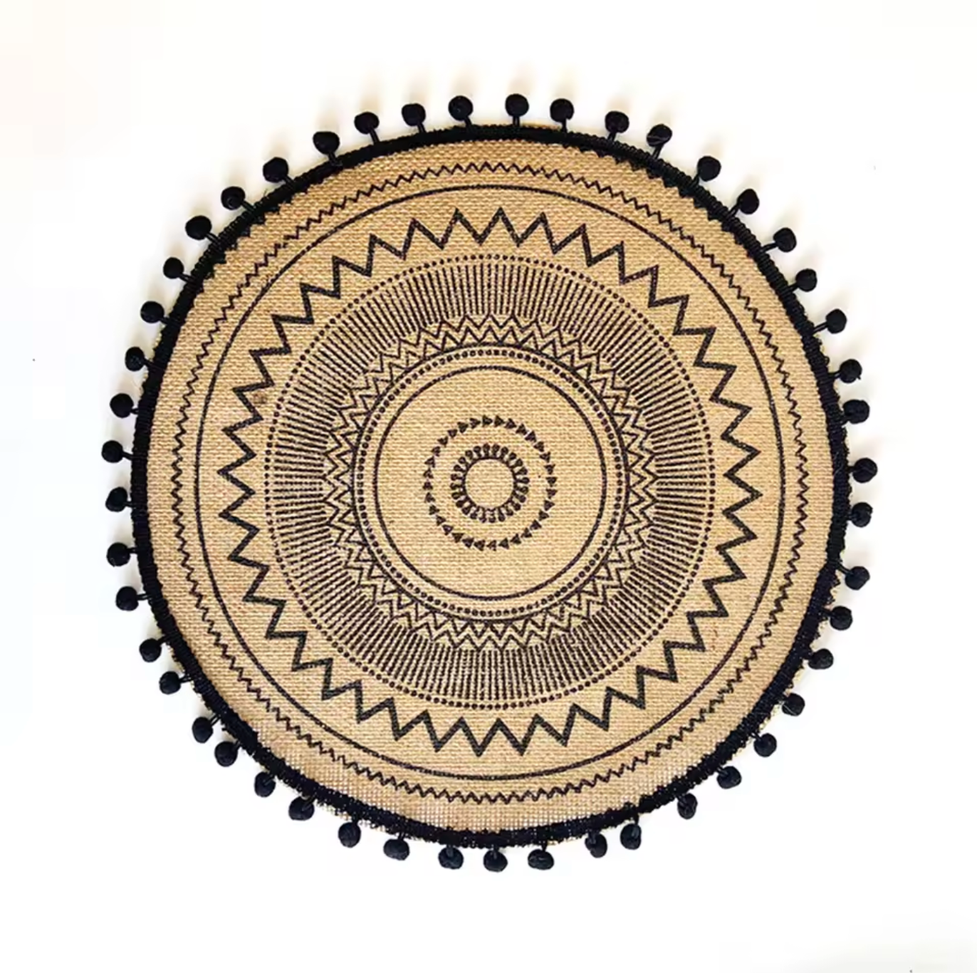 Handwoven Jute Table Mats with Mandala Fringe