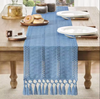 Cotton Linen Table Runner with Tassel Ends